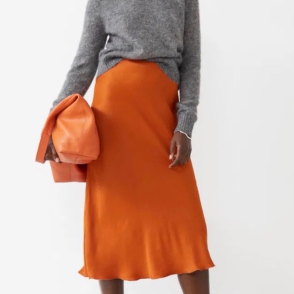 & Other Stories Orange Midi Skirt